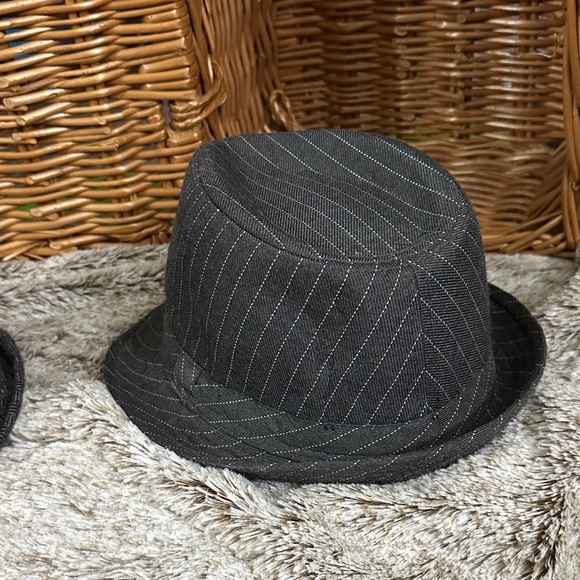 Black Pinstripe Fedora Hat - Picture 3 of 10
